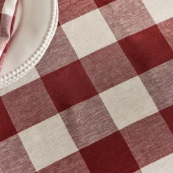 Rustic Red Gingham Linen Tablecloth