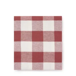Rustic Red Gingham Linen Tablecloth