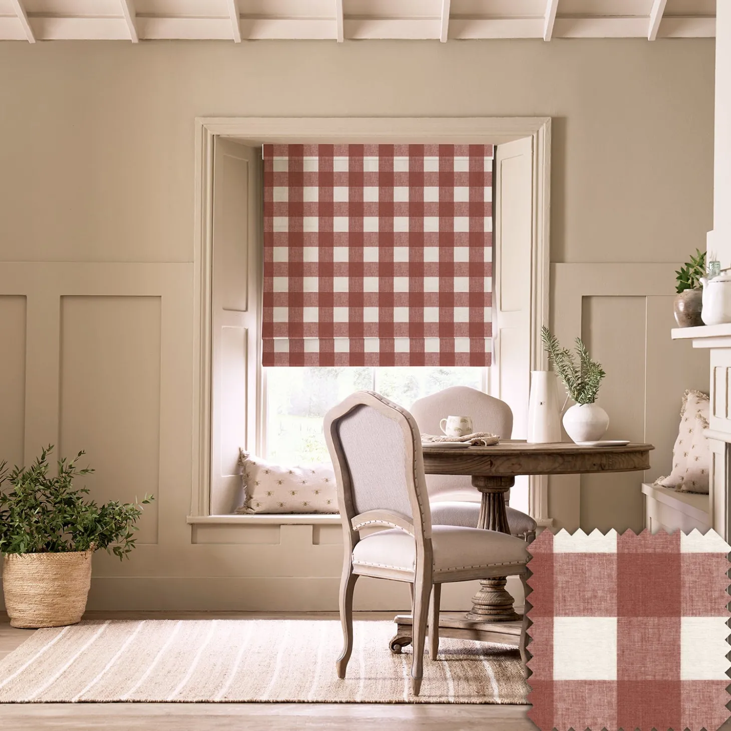 Rustic Red Gingham Made to Measure Roman Blind
