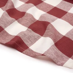 Rustic Red Gingham Round Linen Tablecloth