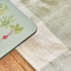 Sage Green Gingham Linen Table Runner