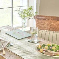 Sage Green Gingham Linen Table Runner