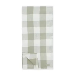 Sage Green Gingham Linen Table Runner