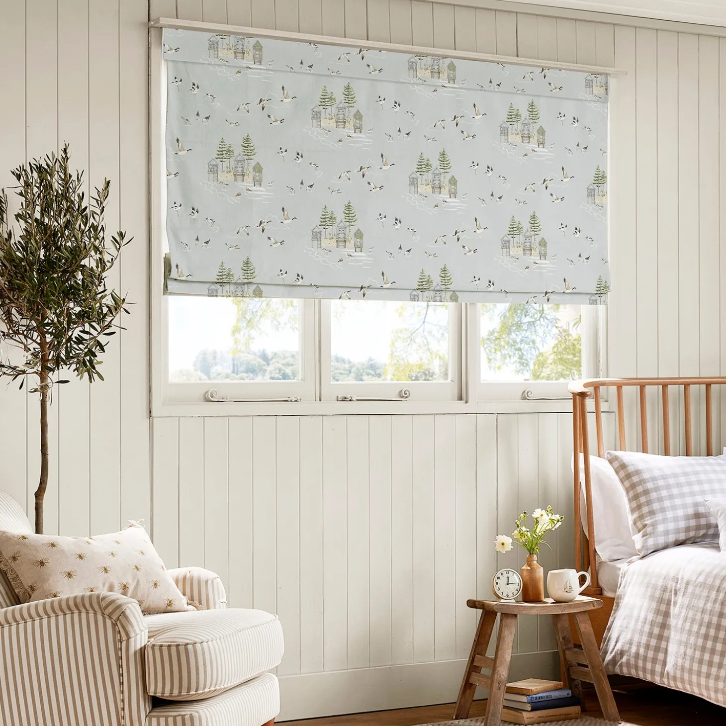 Sea Birds Blue Made to Measure Roman Blind