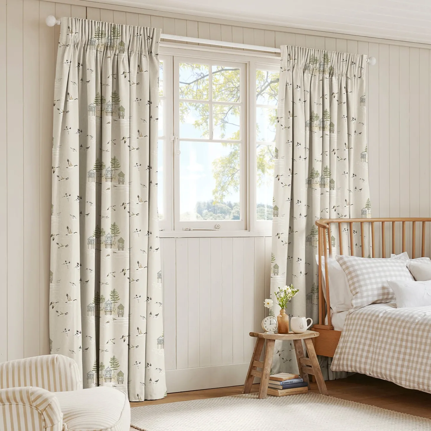 Sea Birds Off White Made to Measure Curtains