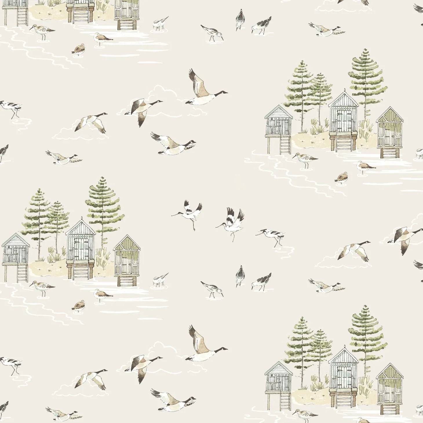 Sea Birds Off White Made to Measure Curtains