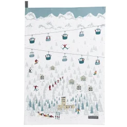 Skiing On the Piste Tea Towel