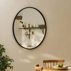 Somerby Black Round Rim Mirror