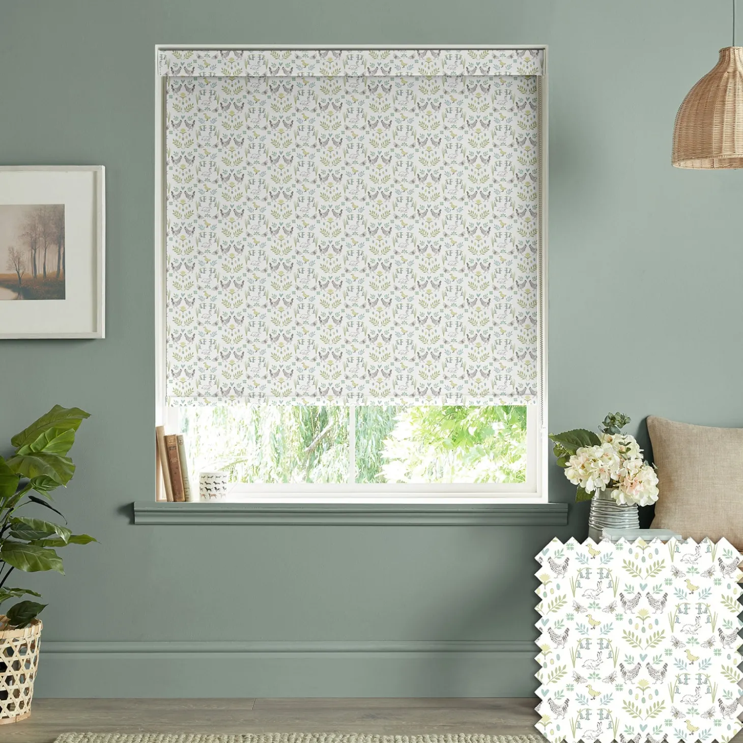 Spring Chicken White Made to Measure Roller Blind