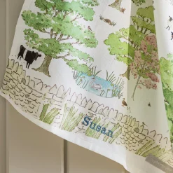Spring Cottage Scene Tea Towel