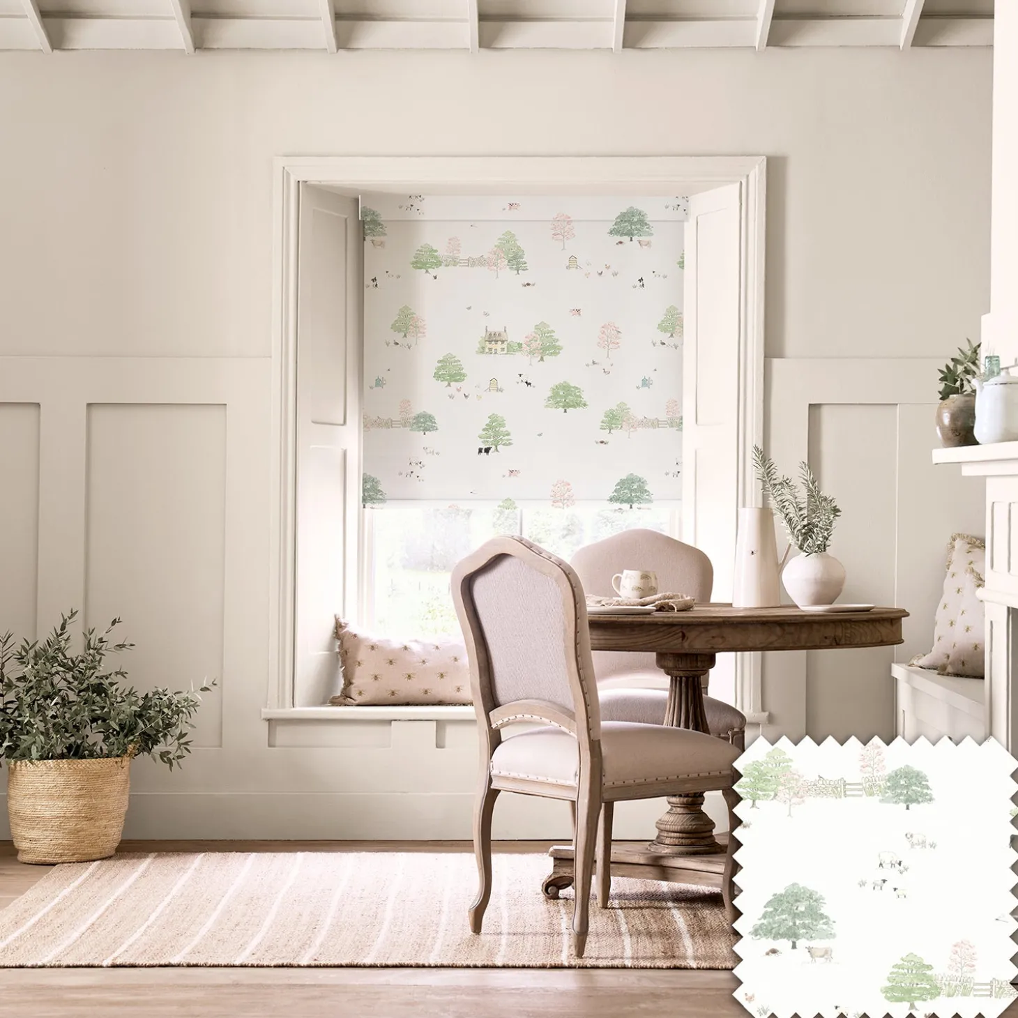 Spring Cottage White Made to Measure Roller Blind