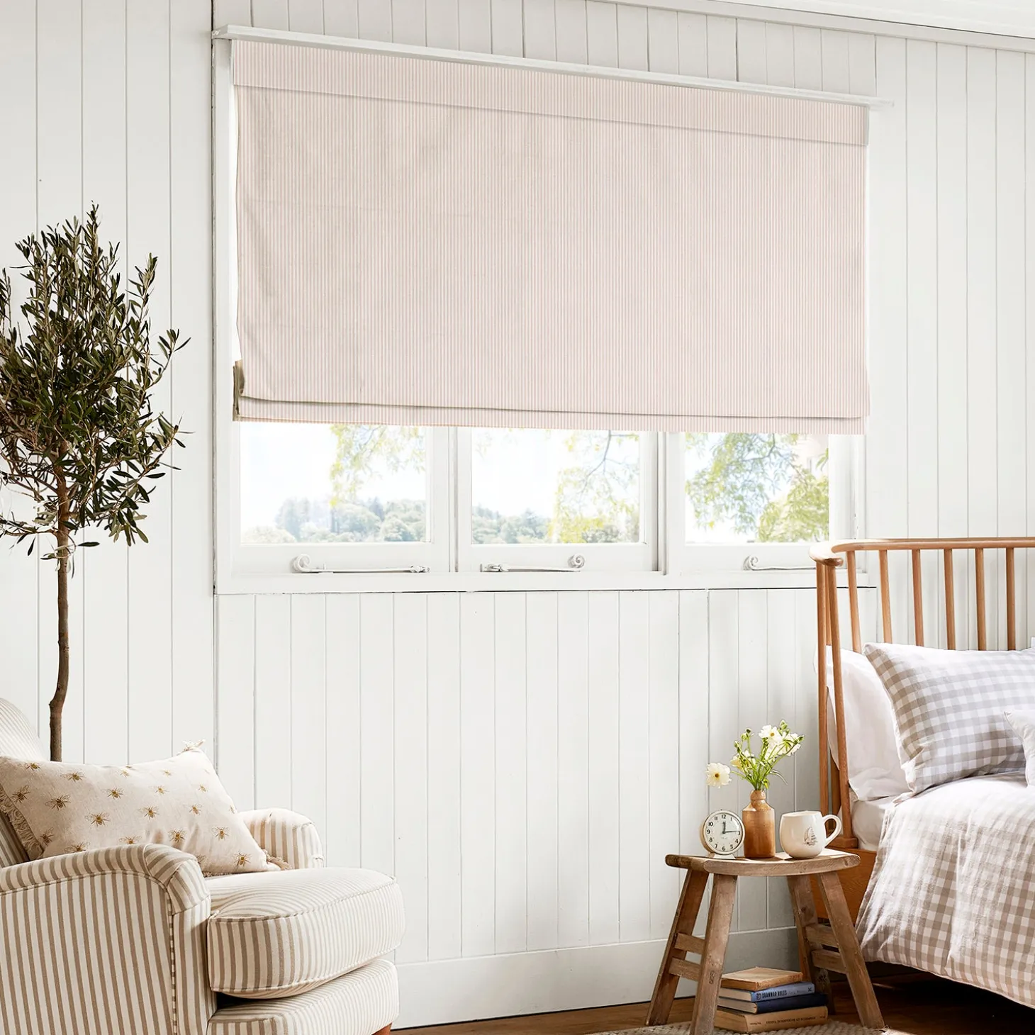 Stamford Pink Stripe Made to Measure Roman Blind