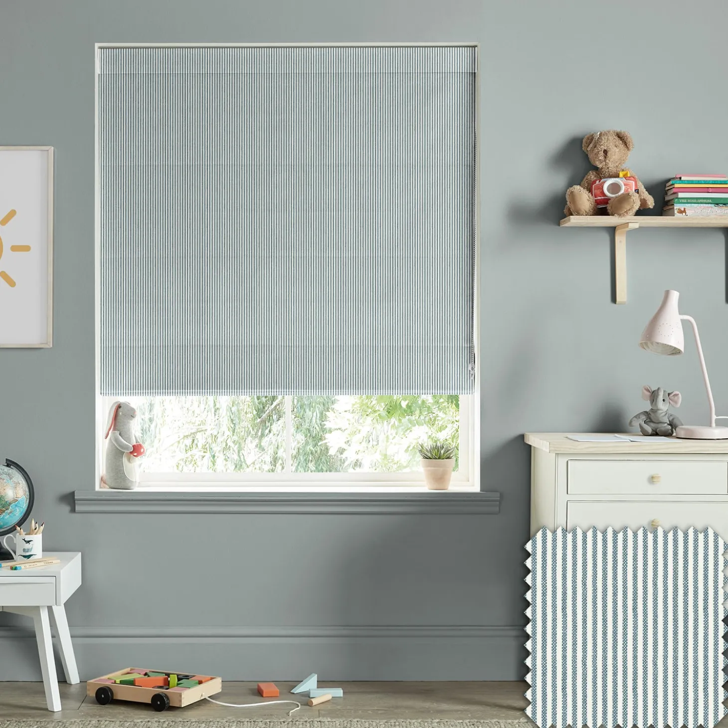 Stamford Stripe Blue Made to Measure Roman Blind