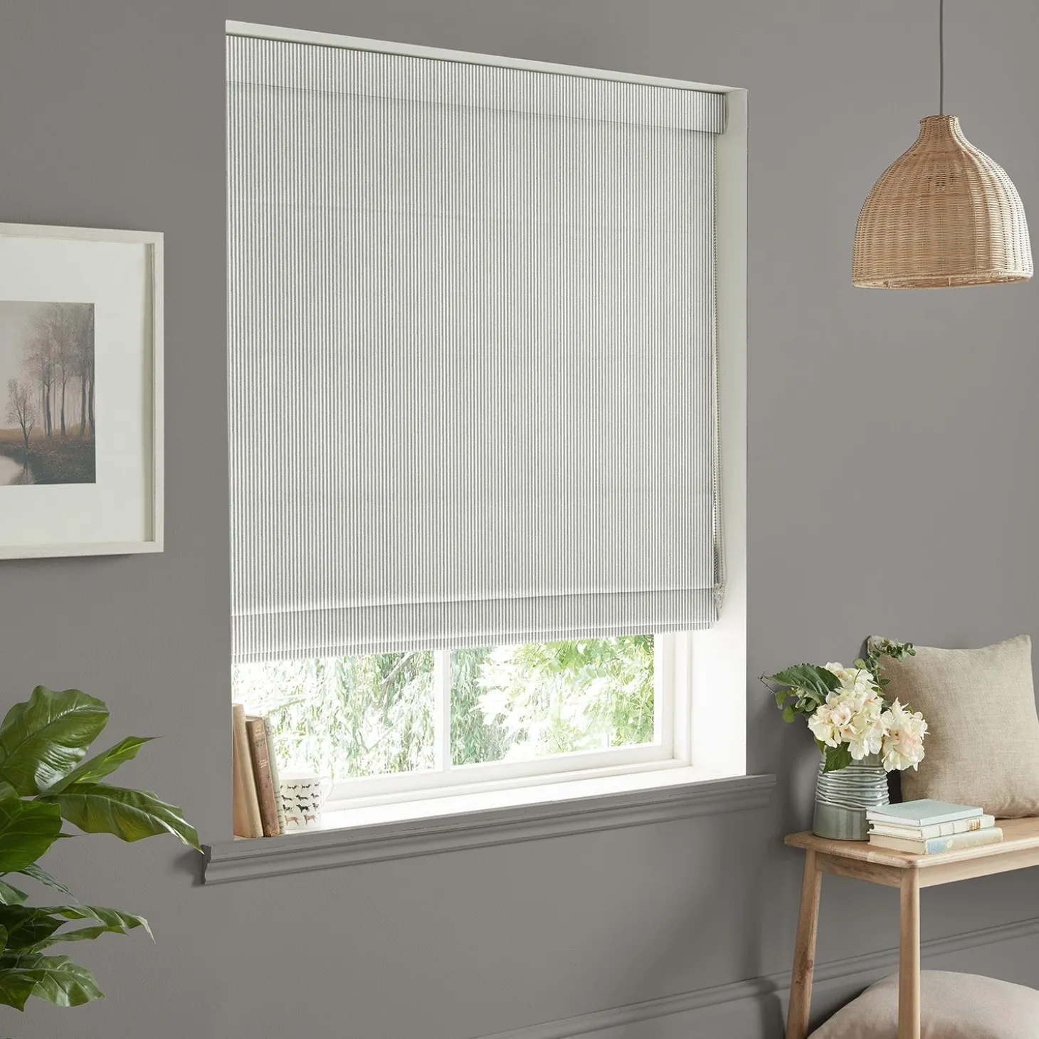 Stamford Stripe Grey Made to Measure Roman Blind