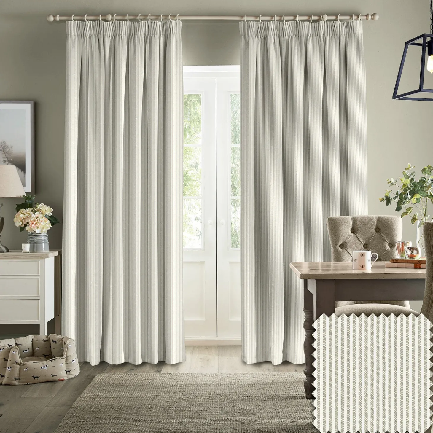 Stamford Stripe Natural Made to Measure Curtains