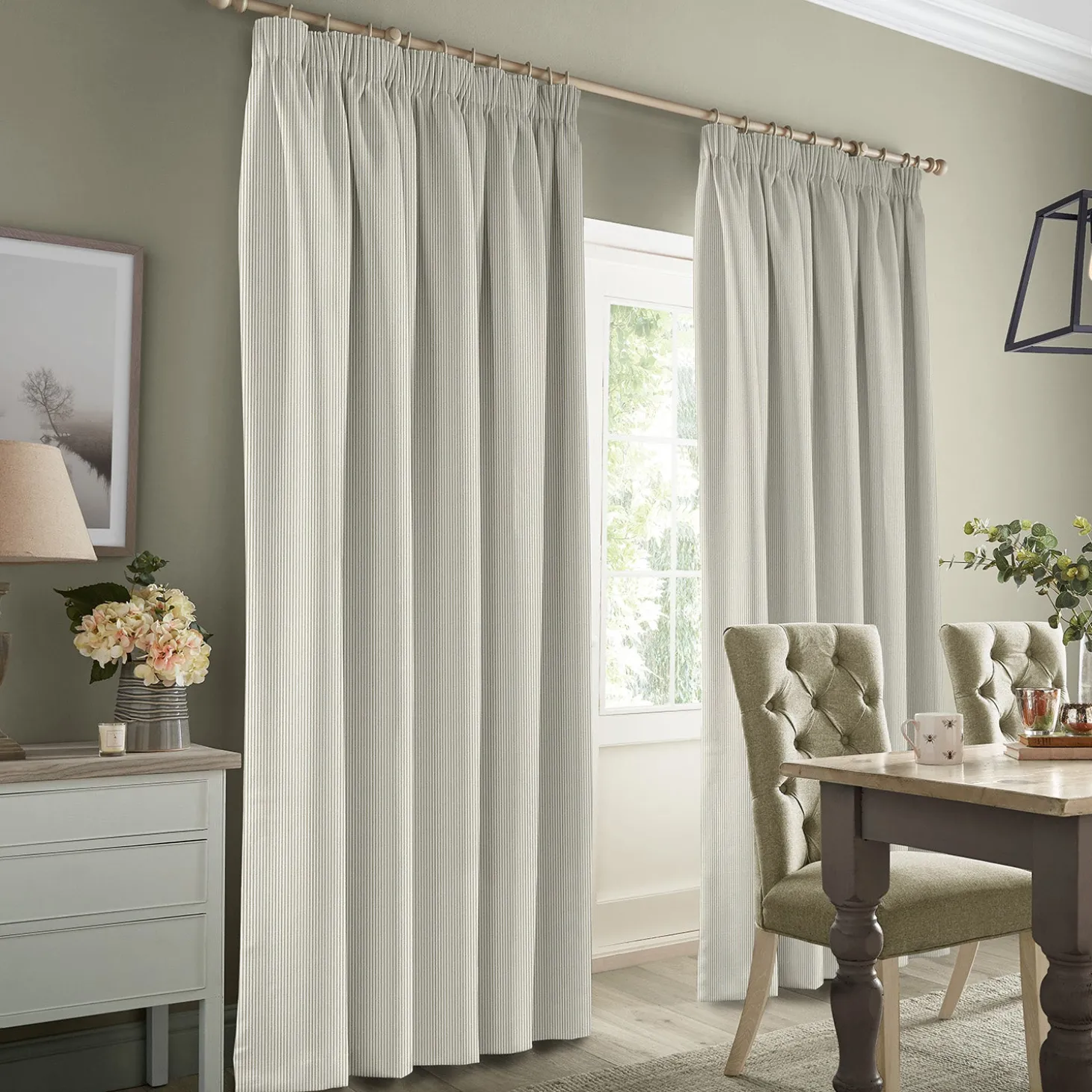 Stamford Stripe Natural Made to Measure Curtains