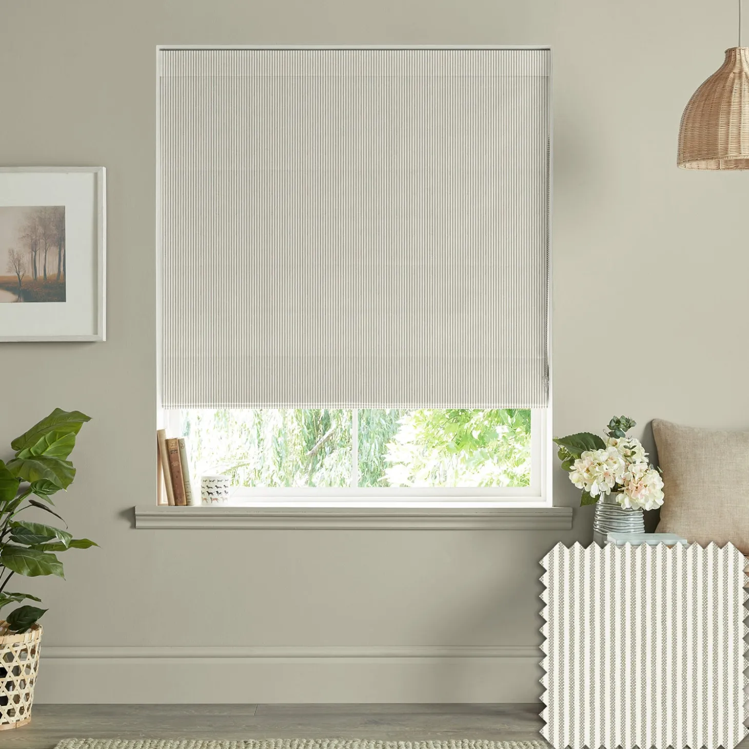 Stamford Stripe Natural Made to Measure Roman Blind