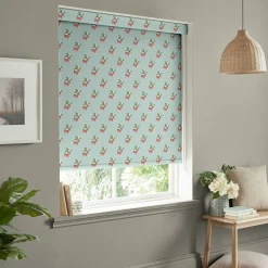 Strawberries Pale Blue Made to Measure Roller Blind