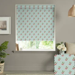 Strawberries Pale Blue Made to Measure Roller Blind
