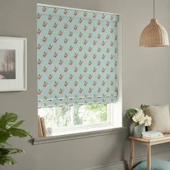 Strawberries Pale Blue Made to Measure Roman Blind