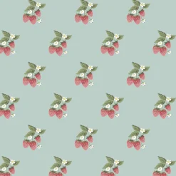 Strawberries Pale Blue Made to Measure Roman Blind