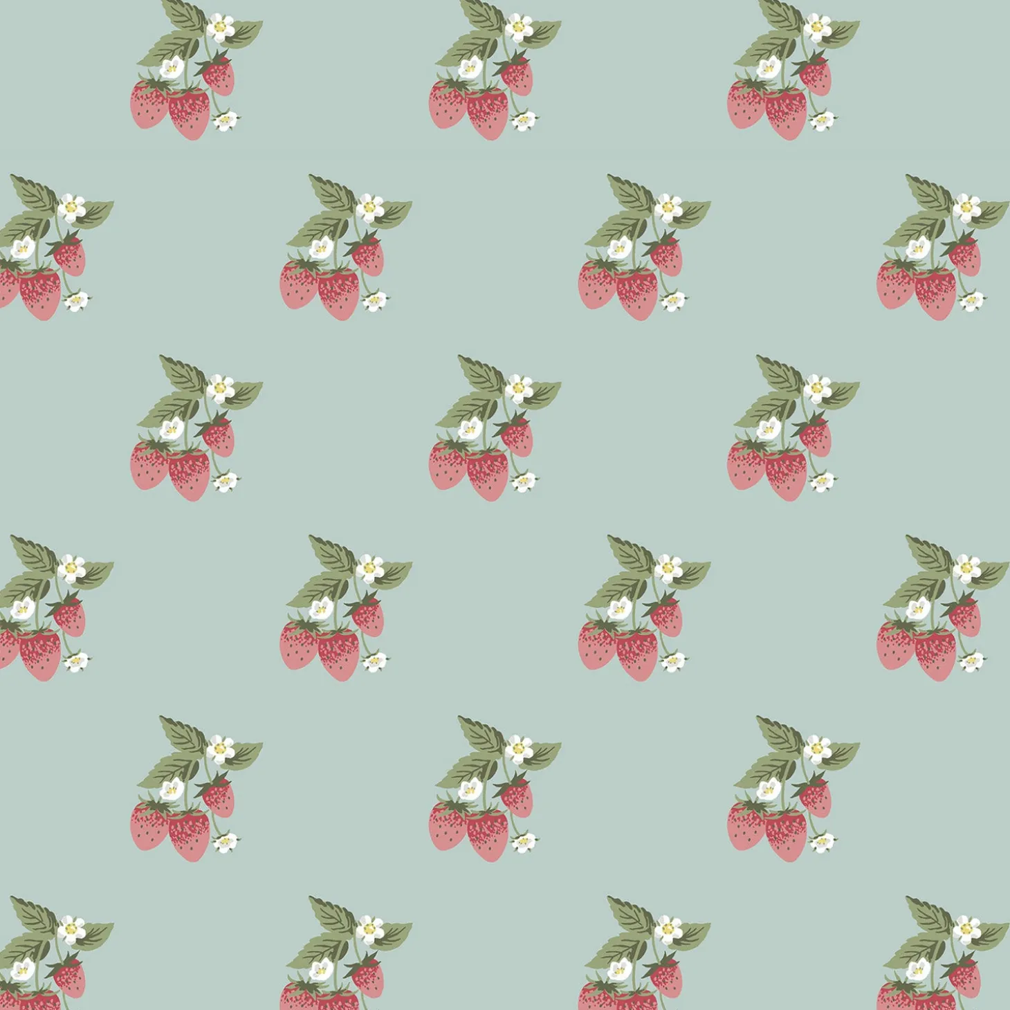 Strawberries Pale Blue Made to Measure Roman Blind