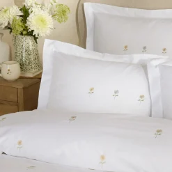 Sunflower Embroidered Pair of Oxford Pillowcases
