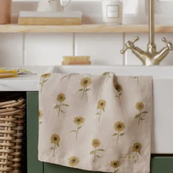 Sunflower Linen Tea Towel