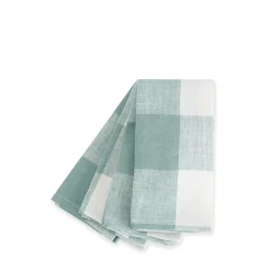 Teal Gingham Linen Napkins (Set of 4)