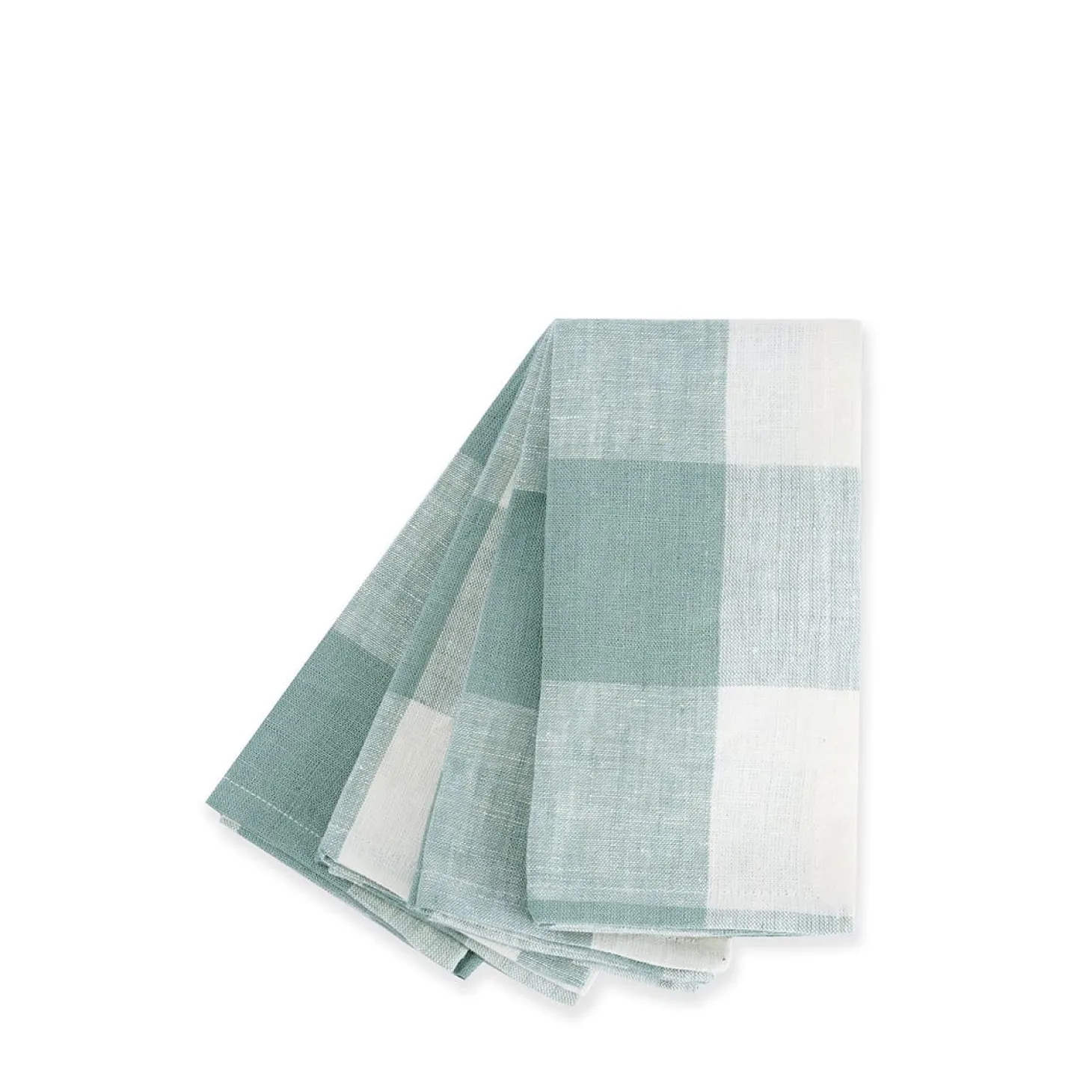 Teal Gingham Linen Napkins (Set of 4)