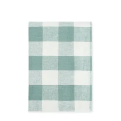 Teal Gingham Linen Tablecloth