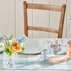 Teal Gingham Linen Table Runner