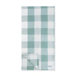 Teal Gingham Linen Table Runner