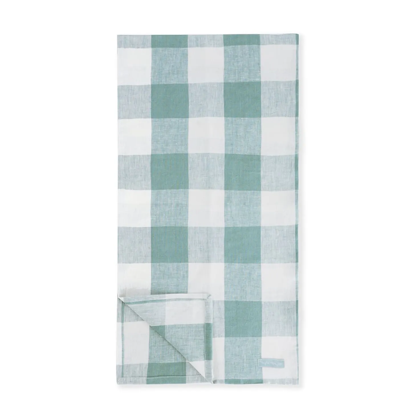 Teal Gingham Linen Table Runner
