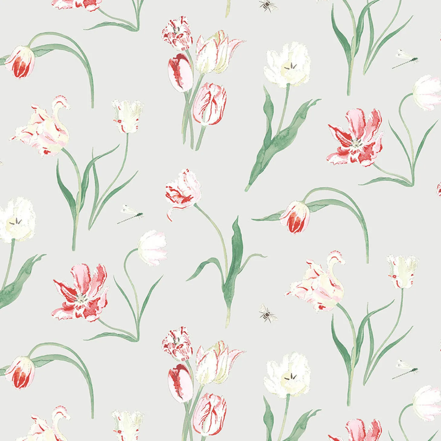 Tulips Pale Grey Made to Measure Roller Blind