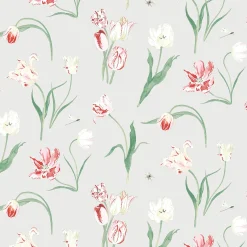 Tulips Pale Grey Made to Measure Roman Blind