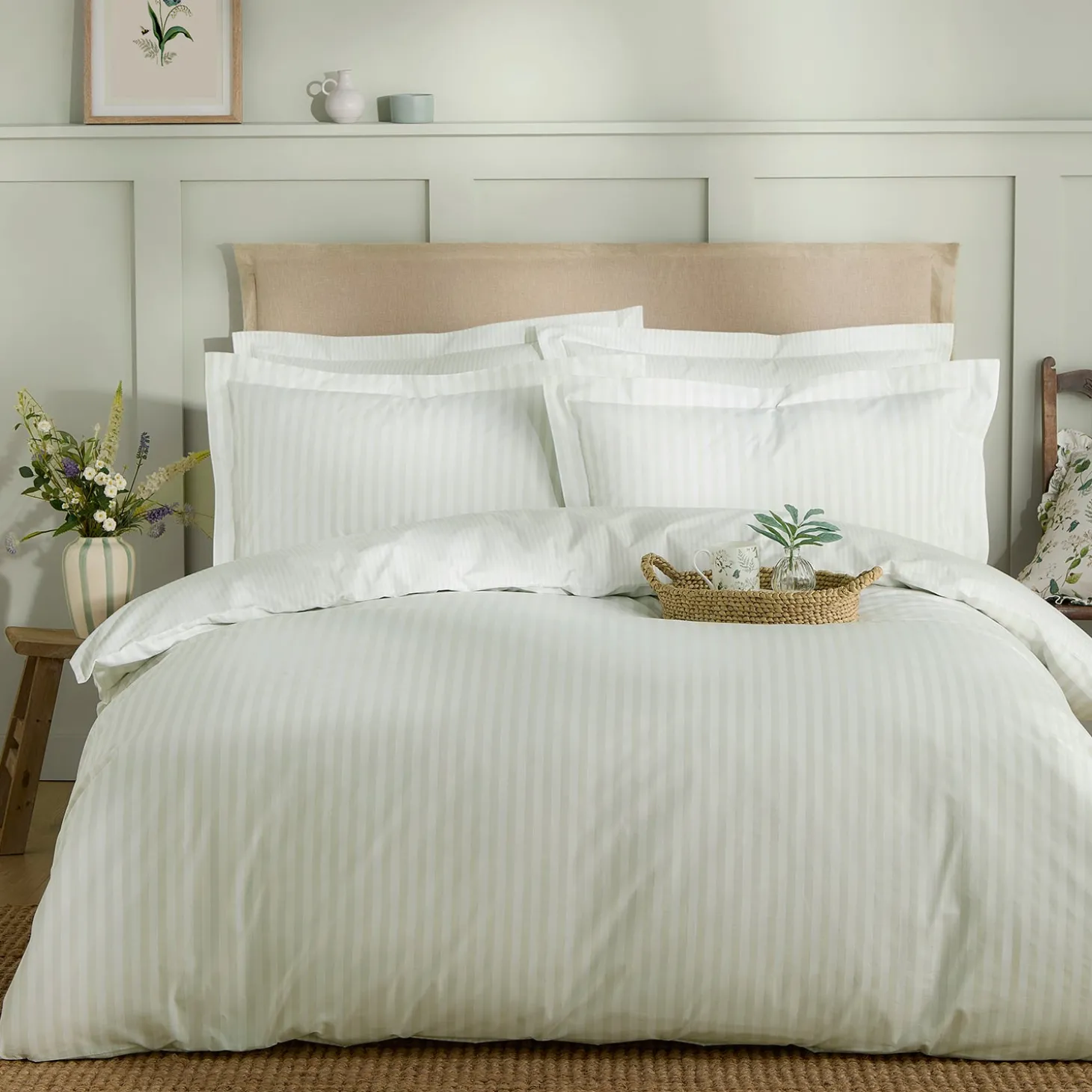Uppingham Mint Stripe Bedding Set