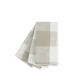 Warm Stone Gingham Linen Napkins (Set of 4)
