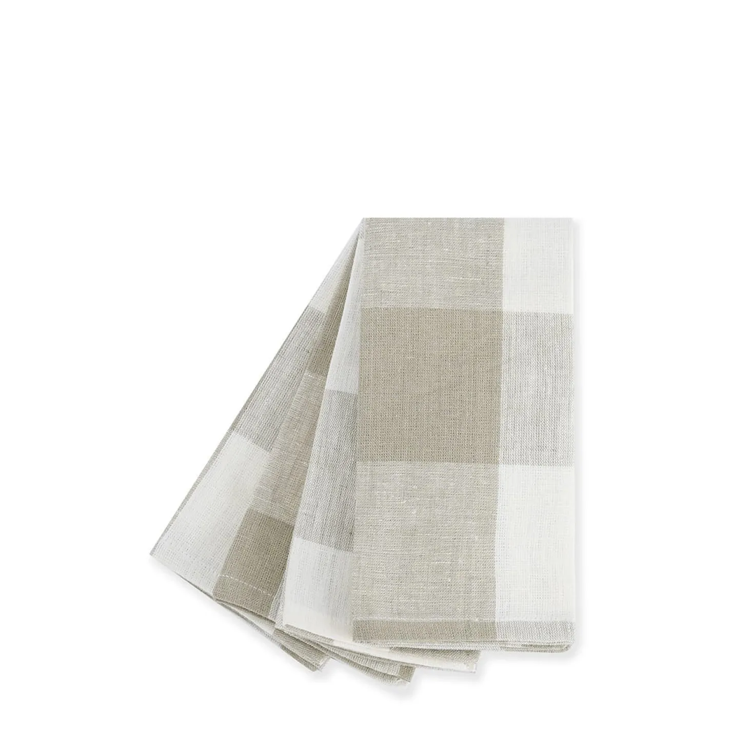 Warm Stone Gingham Linen Napkins (Set of 4)