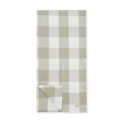 Warm Stone Gingham Linen Table Runner