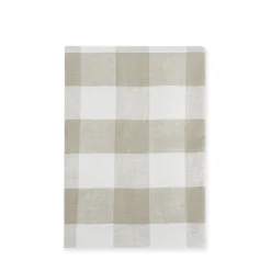 Warm Stone Gingham Linen Tablecloth
