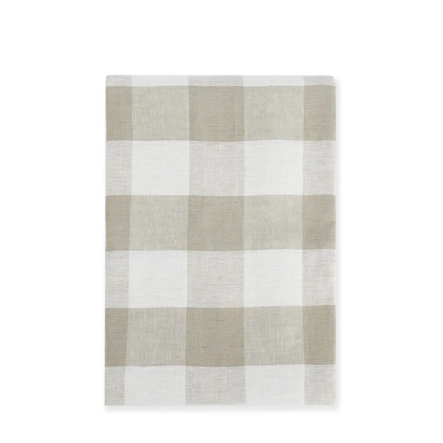 Warm Stone Gingham Linen Tablecloth