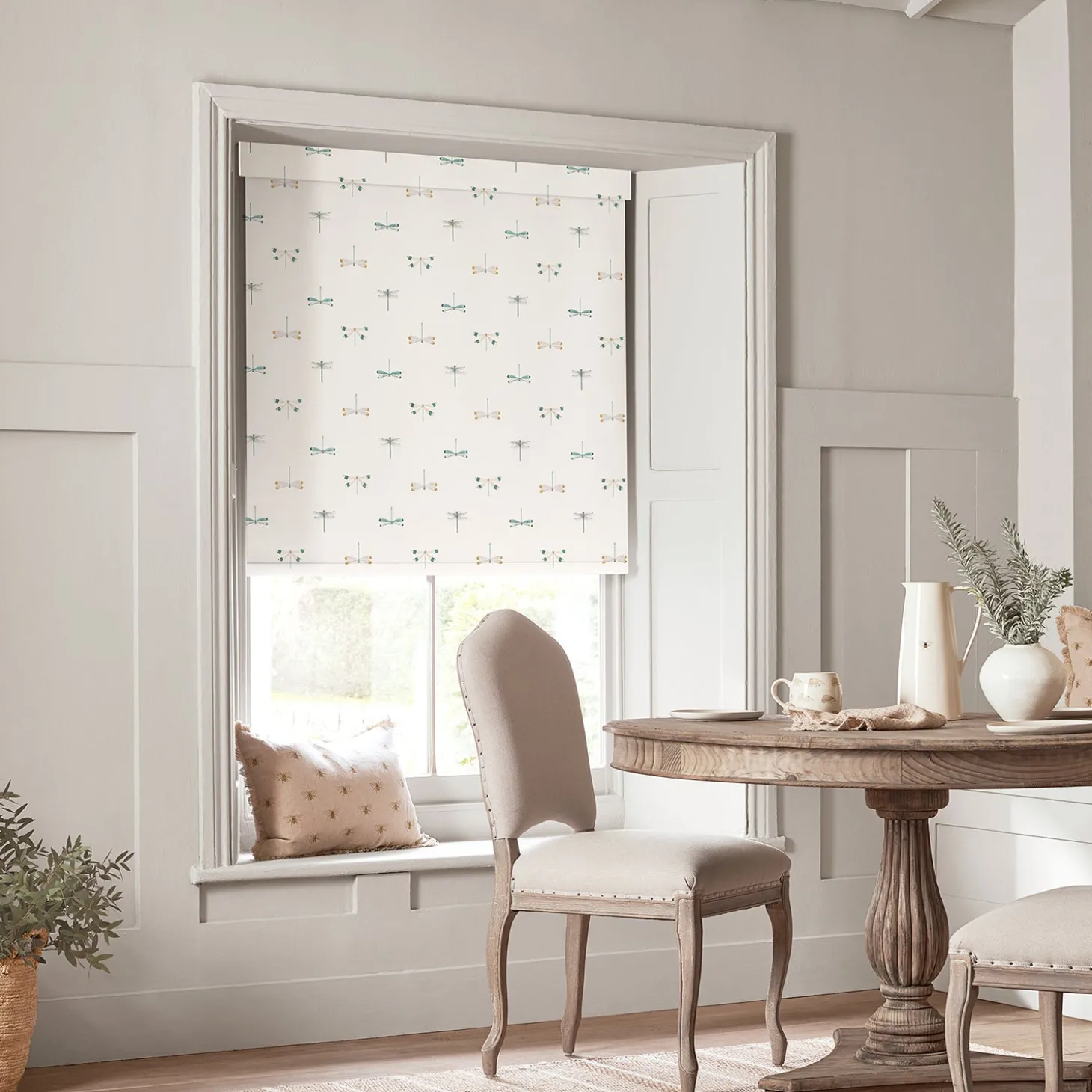 Watercolour Dragonfly White Made to Measure Roller Blind