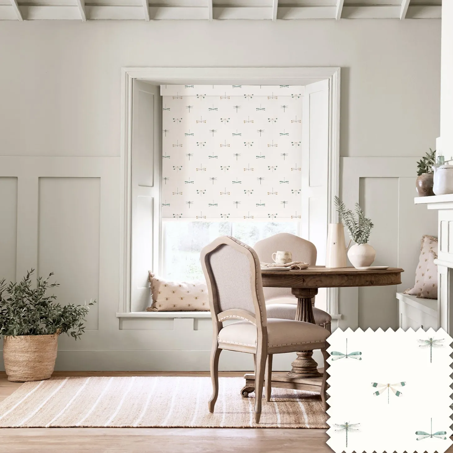 Watercolour Dragonfly White Made to Measure Roller Blind