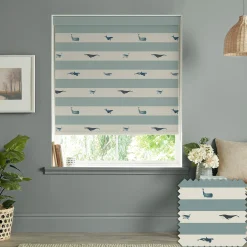 Whales Deep Duck Egg Made to Measure Roller Blind