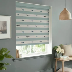 Whales Deep Duck Egg Made to Measure Roller Blind