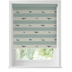 Whales Deep Duck Egg Made to Measure Roller Blind