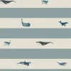 Whales Deep Duck Egg Made to Measure Roman Blind