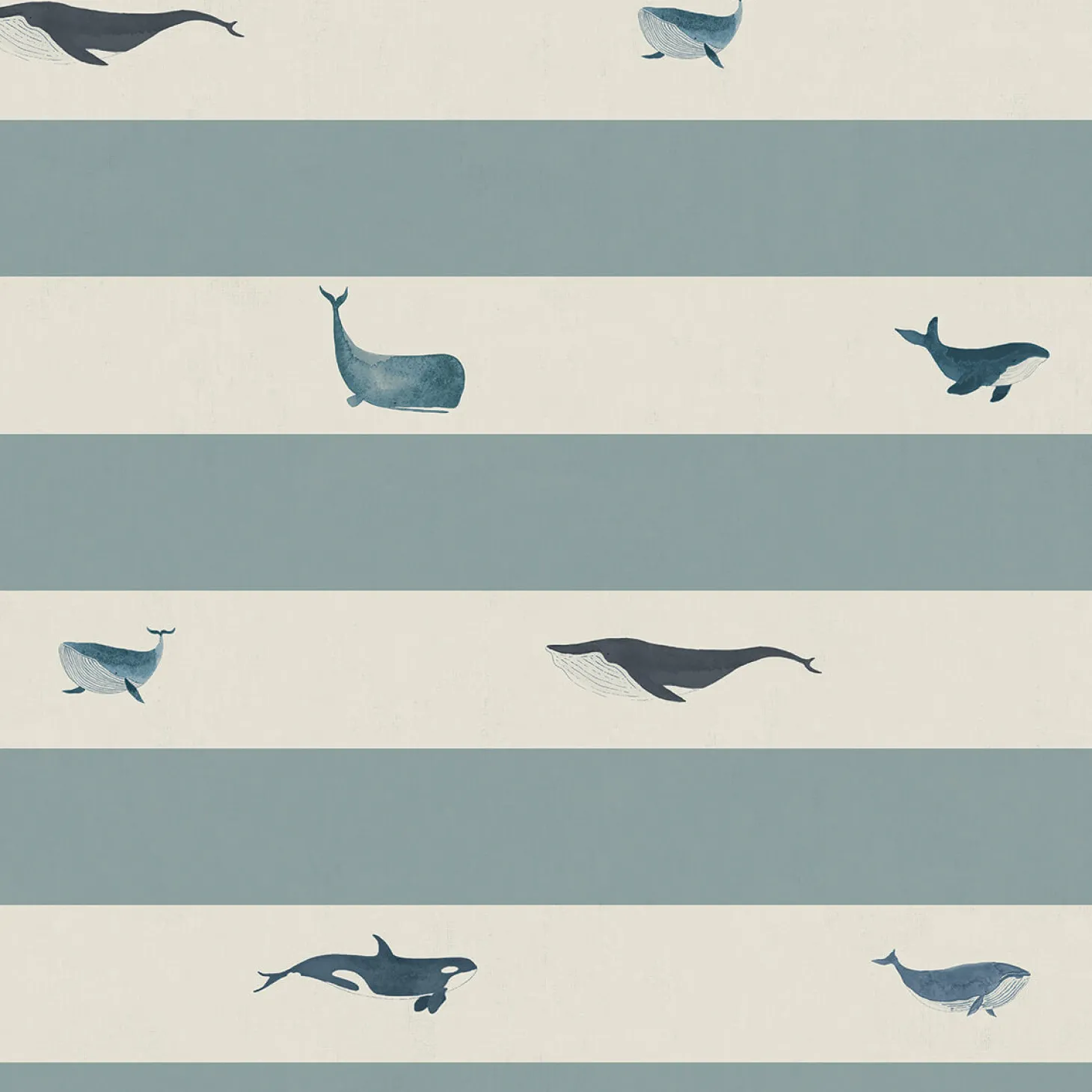 Whales Deep Duck Egg Made to Measure Roman Blind