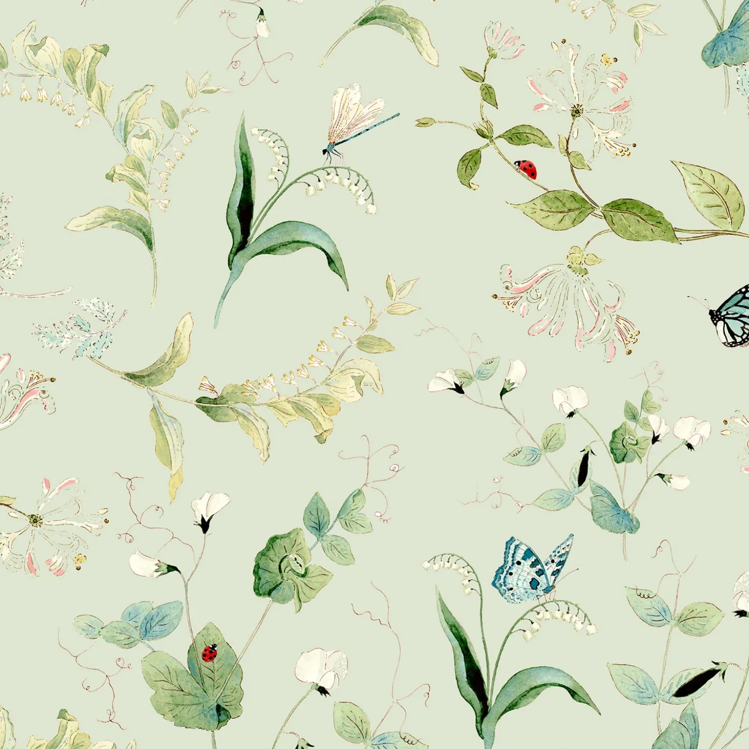 Wild Floral Soft Green Made to Measure Curtains